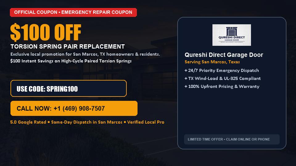 Qureshi Direct Garage Door $100 OFF Dual Torsion Spring Replacement